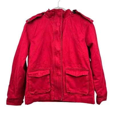 WenVen Hooded Jacket Removable Hood Full Zip Flap Pockets Girls Red Size M 10/12 - Image 1 of 4