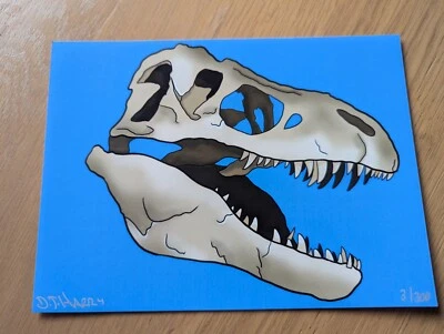 T-Rex Fossil (Blue Edition) Artwork Original Print, Limited, Signed by Artist - Image 1 of 4