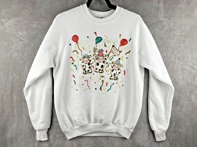 Suéter de Colección Jerzees Años 90 Hecho a Medida Fiesta Animoos Cuello Redondo Blanco Talla XL Foto 1 de 4