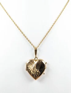 18K Gold Vintage Heart Locket Pendant with Rope Chain 23" - Picture 1 of 9