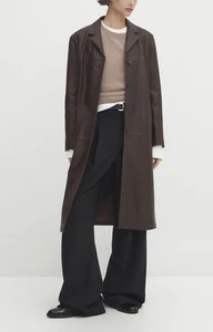 MASSIMO DUTTI LONG STRAIGHT NAPPA LEATHER COAT ~ SIZE LARGE ~ NWT ~ SOLD OUT! - Picture 1 of 10