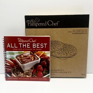 NIB Pampered Chef Microwave Chip Maker (set of 2) and All The Best Cookbook - Picture 1 of 6