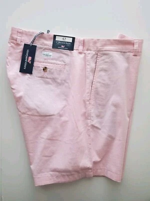 NOVO US$ 85 Vineyard Vines Chambray 9" shorts disjuntor masculino elástico tamanho 42 rosa claro  - Imagem 1 de 4