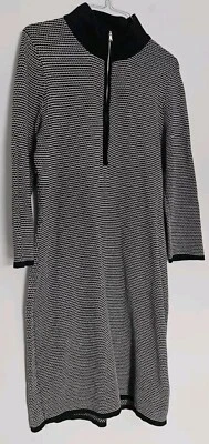 Lauren Ralph Lauren Dress Size Large Black & White Knit Sweater Dress Mock Neck - Image 1 of 4