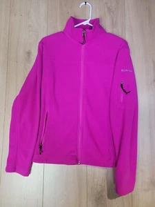 Columbia Fleece Sweatshirt Women - Size Medium - Hot Pink Full Zip Mock Neck - Picture 1 of 9