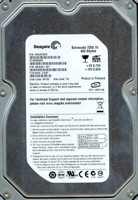 SEAGATE BARRACUDA IDE 400GB ST3400620A 7200RPM P/N 9BJ044-307 - Image 1 of 3