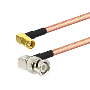 10FT SMA Male RA to BNC Male Right Angle Adapter Cable Pigtail Coaxial RG400 3m - Zdjęcie 1 z 9