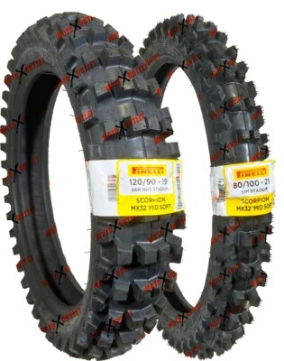 Pirelli 80/100-21 120/90-19 Tire Set Front Rear Tires MX32 Scorpion Stadium - Image 1 of 4
