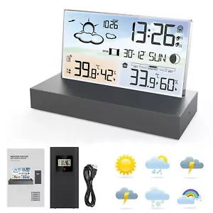 Digitale Wecker Wetterstation Funk Mit Farbdisplay Thermometer Innen-Außensensor - Bild 1 von 15