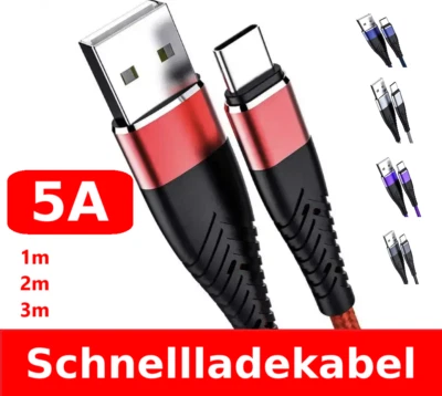 USB C Ladekabel 1m 2m 3m Kabel Datenkabel Schnellladekabel für Samsung Xiaomi - Bild 1 von 4