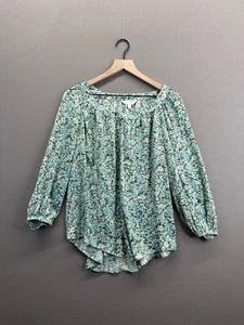 Blusa donna blu Lauren Conrad floreale manica lunga scollo a scoop taglia M - Foto 1 di 11