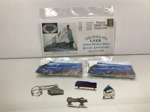 7x BUGATTI MALLARD LNER MEMORABILIA KEYCHAIN + PINS + POSTAL COVER - GOOD - 406 - Imagen 1 de 6