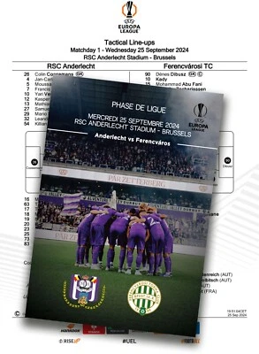ANDERLECHT Belgium v FERENCVAROS Hungary 2024 EL FAN 12 pages + OFFICIAL LU - Image 1 of 2