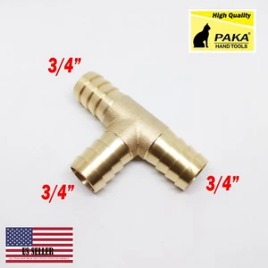 1 PC - 3/4 HOSE BARB TEE Brass Pipe 3 WAY T Fitting Thread Gas Fuel Water Air - Picture 1 of 1