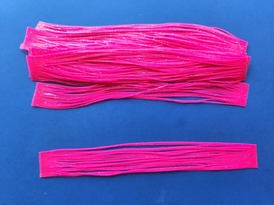 DW LURES 10 silicone Skirt Tabs Pink/Blue Glitter T69BU Fish Lure Spinnerbait Jig Buzz