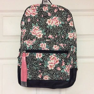 No Boundaries Girl Backpack Black Pink Green White Floral Pattern H9 - Picture 1 of 9