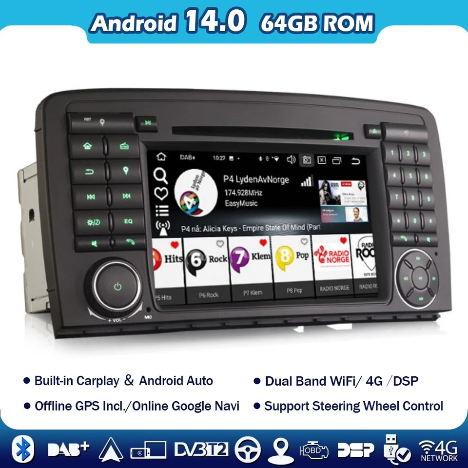 8-Kern DAB+Android 14 Autoradio GPS Navi für Mercedes R-Klasse W251 Carplay DAB+ - Bild 1 von 4