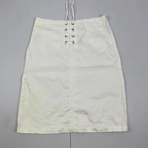 Red Herring Skirt 8 White Knee Length Womens Stretch Cotton - Picture 1 of 14