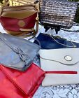 Lot 6 Vintage Leather Handbags Purse - Etra Gem Toledano Red Navy Metallic Ivory