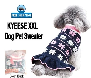 Nuevo con etiquetas KYEESE XXL Perro Mascota Suéter Copo de Nieve Patrón Bk Pullover Cuello Alto - Imagen 1 de 7