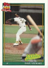 1991 Topps Baseball Dave Stewart Oakland Athletics #580
