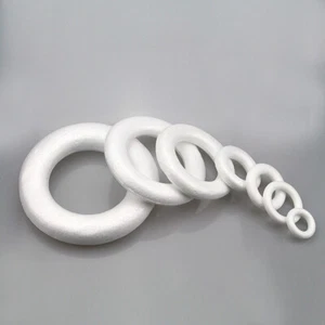 10pcs Christmas Foam Polystyrene Foam Ring Round Garland Model White Xmas - Picture 1 of 10