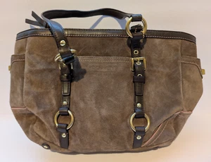 Coach Madison Suede Tote Brown With Pink Trim F06Q-10882 - Picture 1 of 6