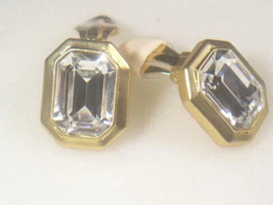 #...EARRING DESIGNER SIGNED WITH LARGE SWAROVSKI CRYSTAL DE1905-21 - Picture 1 of 4