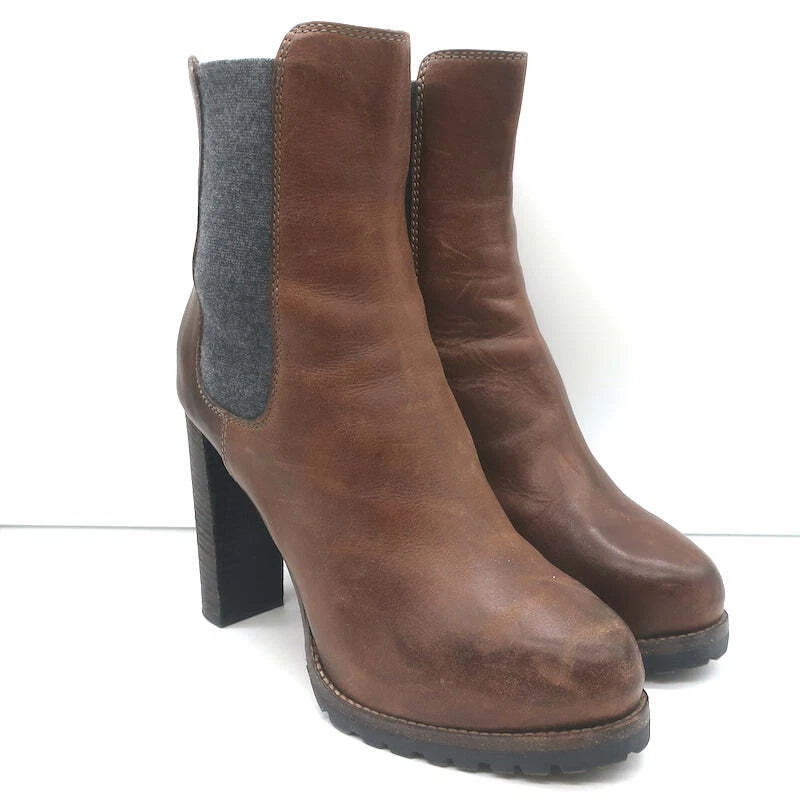 Botas Chelsea Brunello Cucinelli Plataforma Cuero Marrón Talla 40 Foto 1 de 4