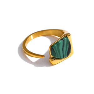 Ring mit Stein-Jil-offener Ring-Damen Schmuck-Ring grüner Stein-Ring verstellbar - Bild 1 von 10