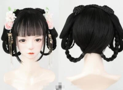 Chinese Style Wig Girl's Ancient Costume Cos Fake Hair Head Cover No Headgear - Image 1 of 4