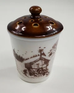 Vtg Amway Milk Glass Potpourri Jar Vented Lid Homestead Winter Scene  - Picture 1 of 9