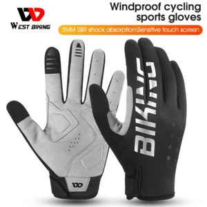 WEST BIKING Winter Schockproof Radfahren Volle Finger Handschuhe Touchscreen - Picture 1 of 17