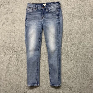 J. Pantalones de mezclilla para mujer Crew Blue talla 28 x 26,5 reales elásticos de altura media azul ajustados - Imagen 1 de 11