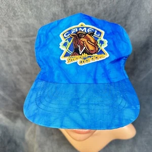 Sombrero de camionero Camel Joe de colección espalda a presión azul jaspeado - Imagen 1 de 6