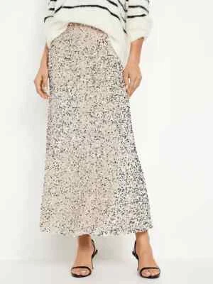 *MANY SIZES AVAILABLE* - NWT Old Navy Champagne Silver Sequin A-Line Maxi Skirt - Image 1 of 4