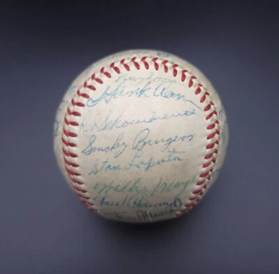 Juego de Estrellas 1955 Liga Nacional Firmado Béisbol Roy Campanella Hank Aaron 25+ Foto 1 de 4