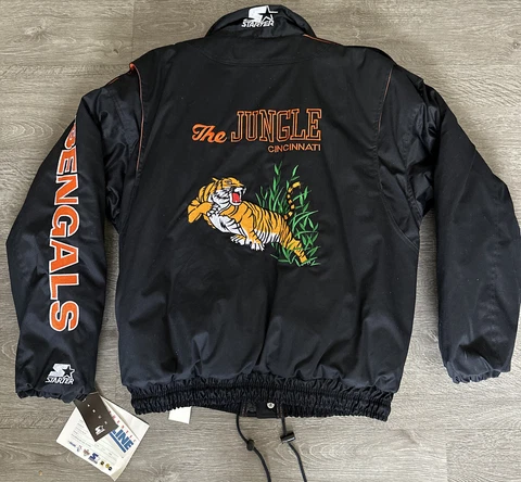 VTG 90's CINCINNATI BENGALS "THE JUNGLE" NFL STARTER THROWBACK JACKET L RARE NWT Cover