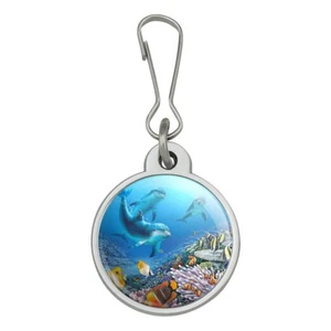 Ocean Underwater Dolphins Buceo Arrecife Chaqueta Bolso de Mano Cartera Cremallera Tirar Dije - Imagen 1 de 5