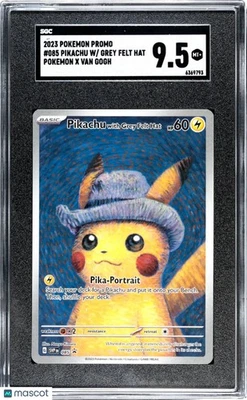2023 Pokemon Promo Pikachu W/ Grey Felt Hat Pokemon X Van Gough SGC 9.5 - Image 1 of 2