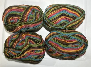 SET 4 STREIFEN grün türkis blau braun orange rosa Wolle Socken Mühlenenden - Bild 1 von 3