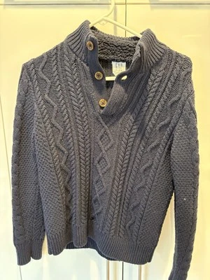 Suéter para niños Gap con cable azul de punto grueso con cuello cálido y acogedor clásico para jóvenes XL Foto 1 de 4