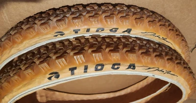 NOS Pair of TIOGA PSYCHO mtb tires JOHN TOMAC Signature sidewall BUTTERSCOTCH - Image 1 of 4