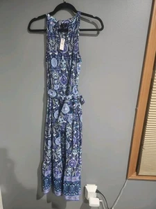 Nuevo vestido de verano Talbots floral sin mangas midi para mujer talla 2 pequeño - Imagen 1 de 7
