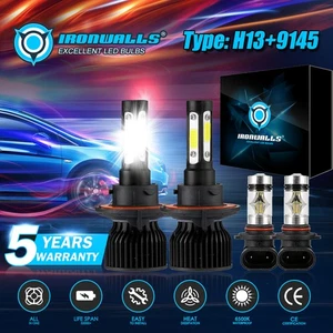 For 2004-2014 Ford F-150 White LED Headlight Hi/Lo + Fog Light 4 Bulbs Combo Kit - Picture 1 of 12