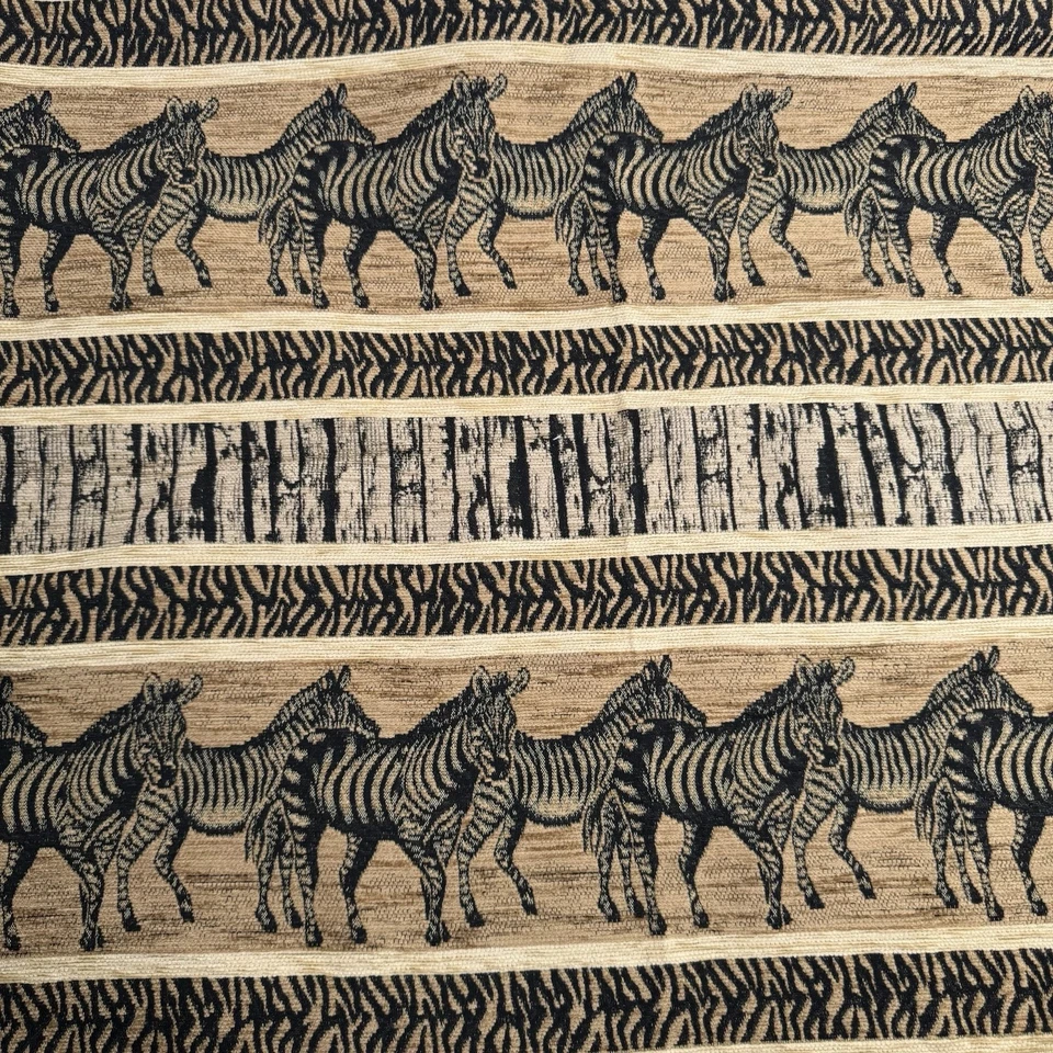 Tela para cortinas de tapicería a rayas con estampado de cebra de terciopelo bronceado remanente de 1 yd 20" Foto 1 de 4