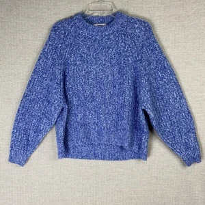 Madewell Ribbed Cotton Blend Sweater Womens S Blue Marl Knit Cozy Carol Pullover - Picture 1 of 11