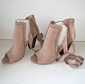 Just Fab rosa zehenfreie Wildleder-Booties Größe 9 Just for Fun neu - Bild 1 von 7
