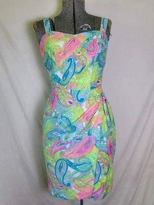 Vintage 40s 50s Hawaiian Tropical Dress Shealth Wrap Bright Multicolor XS/S - Image 1 of 4
