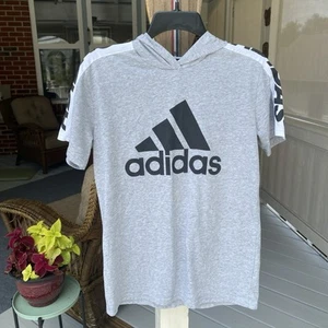 Boys Adidas Hoodie Short Sleeve Shirt Size Large 14/16 CLEAN - Picture 1 of 13